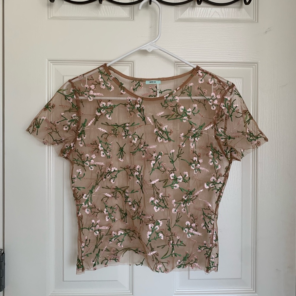 Kimchi Blue mesh embroidered top